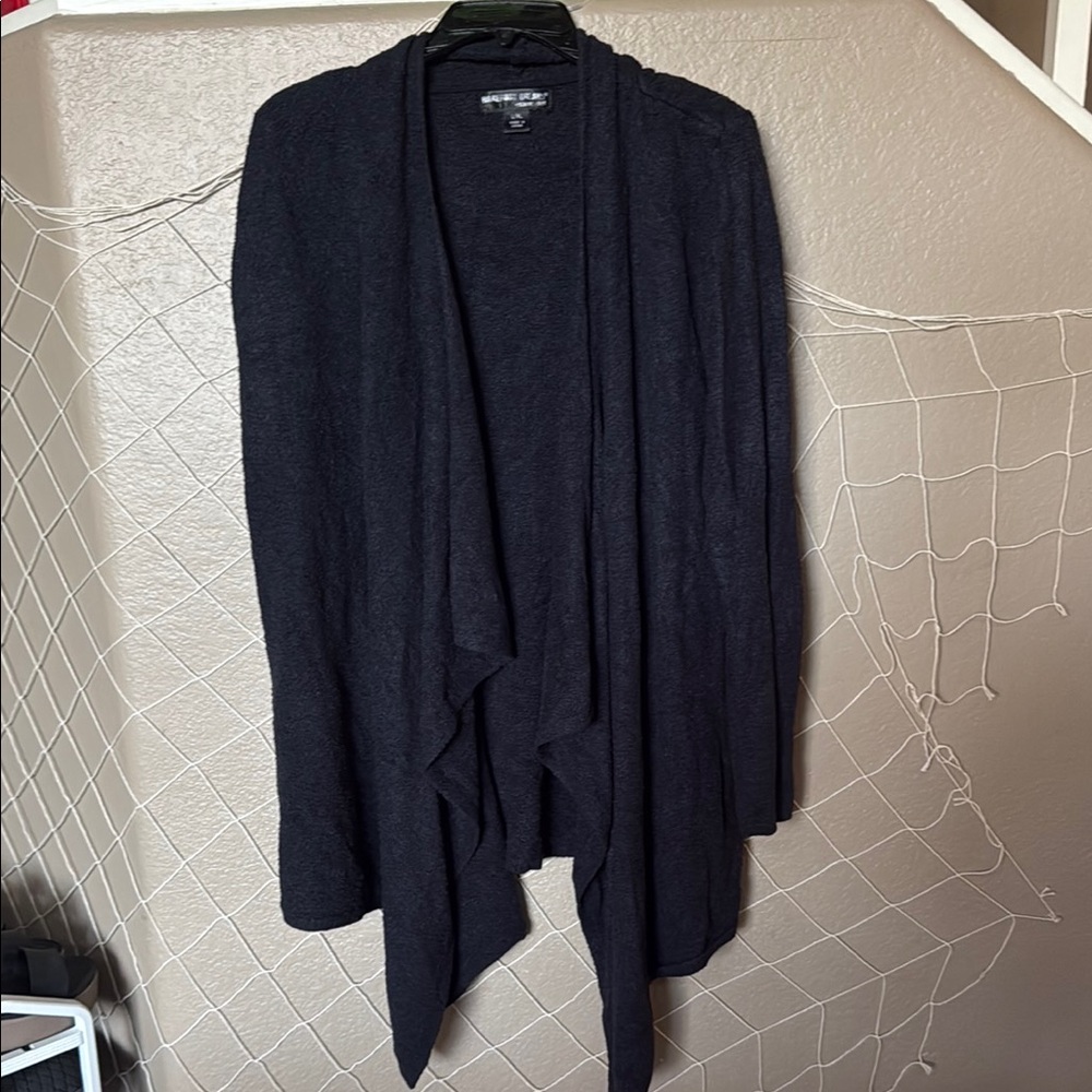 Barefoot Dreams Elegant Black Women's Sweater, waterfall draping